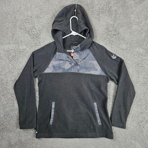 686 Hemlock Fleece Hoody Womens Medium Black Camo Snap Neck Pullover
